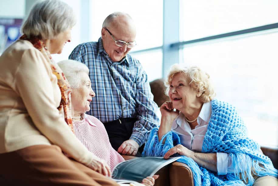 Group of Seniors Visiting